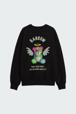 Barrow 'Angel' with embroidery jewel Uomo Felpe Nere | 051269-IQG