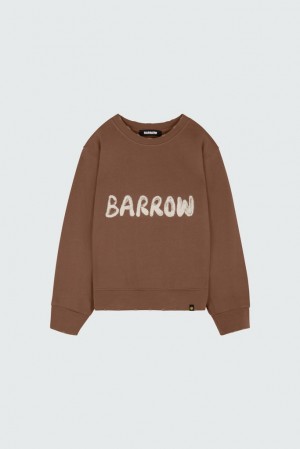 Barrow Distressed Effect Crewneck Donna Felpe Marroni | 604853-GMH