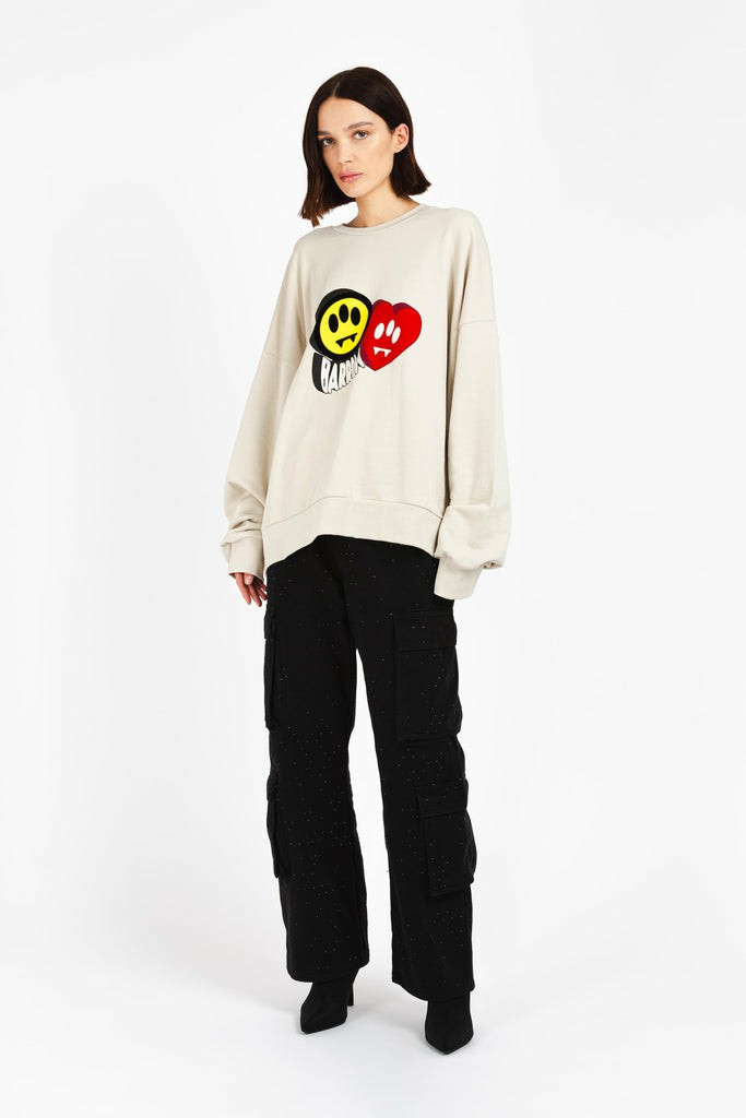 Barrow Crew Neck With Print Donna Felpe Nere | 961470-MPO