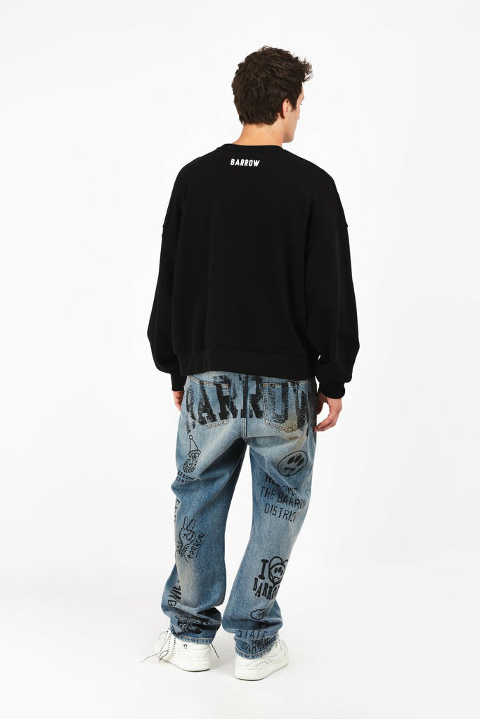 Barrow Crew Neck With Print Uomo Felpe Nere | 428109-XBR