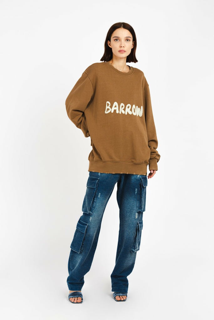 Barrow Distressed Effect Crewneck Donna Felpe Marroni | 604853-GMH