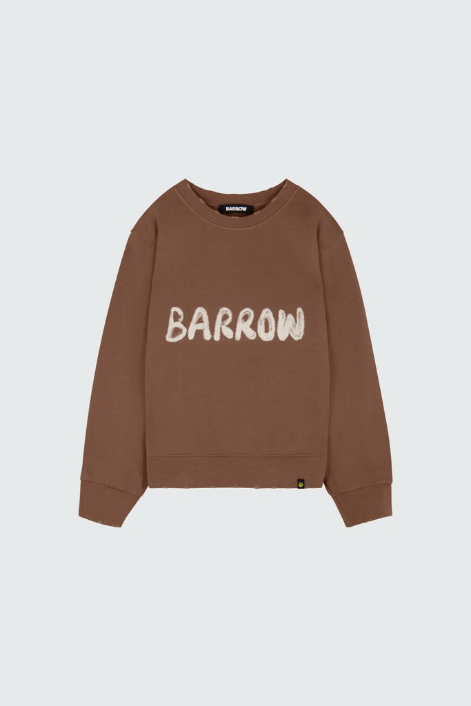 Barrow Distressed Effect Crewneck Uomo Felpe Marroni | 438067-RPF