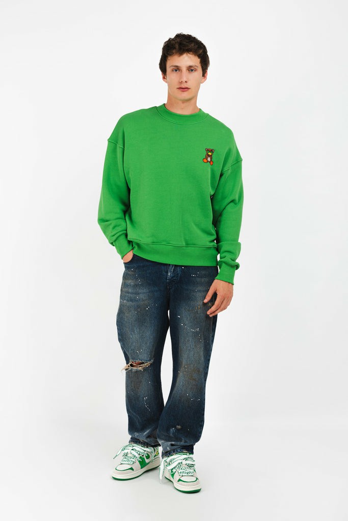 Barrow Felpa Teddy Crewneck Uomo Felpe Verdi | 907186-GSK